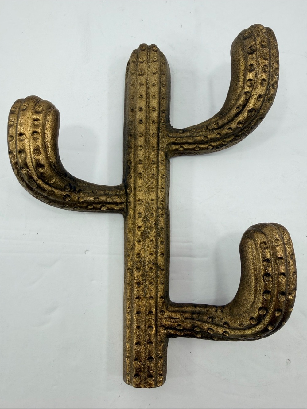VTG Cast Iron Saguaro Cactus Wall Hook - Heavy 7x5 Metal - Desert Boho MCM